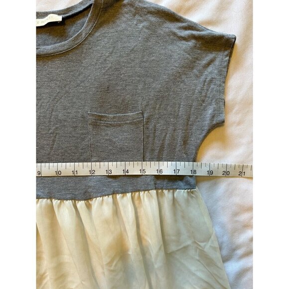 Haute Society Women's Contrast Tunic Top Sz S Gray White Cotton Poly Made In US - Picture 10 of 11